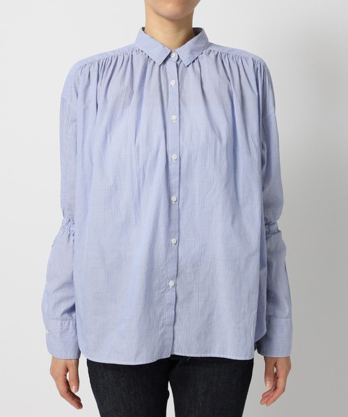 BARNYARDSTORM（バンヤードストーム）の「BARNYARDSTORM / シャーリングスリーブシャツ　ハンドウォッシャブル（シャツ/ブラウス・レディース・オフホワイト/ブルー/ホワイト・FREE）」の5枚目の写真