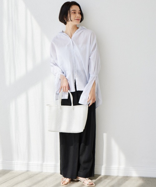 BARNYARDSTORM（バンヤードストーム）の「BARNYARDSTORM / シャーリングスリーブシャツ　ハンドウォッシャブル（シャツ/ブラウス・レディース・オフホワイト/ブルー/ホワイト・FREE）」の9枚目の写真