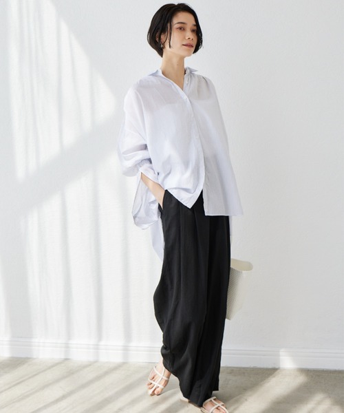 BARNYARDSTORM（バンヤードストーム）の「BARNYARDSTORM / シャーリングスリーブシャツ　ハンドウォッシャブル（シャツ/ブラウス・レディース・オフホワイト/ブルー/ホワイト・FREE）」の8枚目の写真