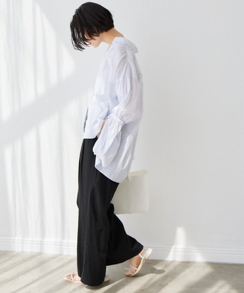 BARNYARDSTORM（バンヤードストーム）の「BARNYARDSTORM / シャーリングスリーブシャツ　ハンドウォッシャブル（シャツ/ブラウス・レディース・オフホワイト/ブルー/ホワイト・FREE）」の7枚目の写真