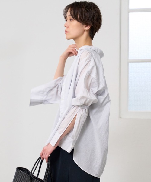 BARNYARDSTORM（バンヤードストーム）の「BARNYARDSTORM / シャーリングスリーブシャツ　ハンドウォッシャブル（シャツ/ブラウス・レディース・オフホワイト/ブルー/ホワイト・FREE）」の18枚目の写真