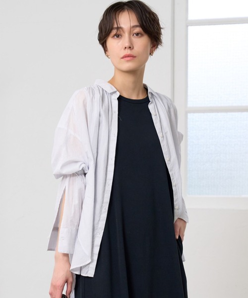 BARNYARDSTORM（バンヤードストーム）の「BARNYARDSTORM / シャーリングスリーブシャツ　ハンドウォッシャブル（シャツ/ブラウス・レディース・オフホワイト/ブルー/ホワイト・FREE）」の17枚目の写真