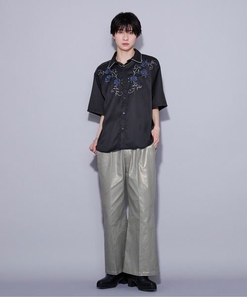 Ellno Loset（エルノロゼット）の「ローズ刺繍パイピングシャツ（シャツ/ブラウス・メンズ・ブラック/オフホワイト/グリーン系その他/ブルー系その他・MEDIUM/LARGE/SMALL）」の17枚目の写真