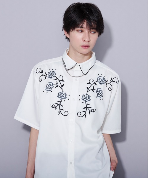 ローヘン　LOHEN アイレットシャツ　EYELET SHIRT ホワイト ホワイト 【冷感/完全ノーアイロン】半袖アイシャツ【アイスセンサー