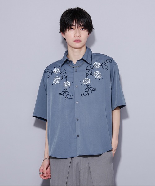 ローズ刺繍パイピングシャツ（シャツ/ブラウス）｜Ellno Loset