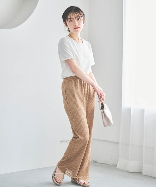 mil(ミル)の「【150㎝前後の小柄さんサイズ】リーフ柄レースセミフレアパンツ【全ゴム・楽ちん】(その他パンツ・レディース・ブラウン/ブラック/スモークピンク・XS/S/M)」の16枚目の写真