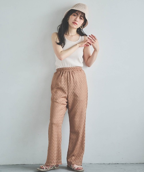 mil(ミル)の「【150㎝前後の小柄さんサイズ】リーフ柄レースセミフレアパンツ【全ゴム・楽ちん】(その他パンツ・レディース・ブラウン/ブラック/スモークピンク・XS/S/M)」の11枚目の写真