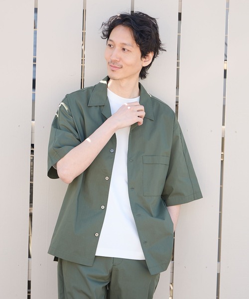 GLOBAL WORK（グローバルワーク）の「エアかるシャツ/5分袖/986850（シャツ/ブラウス・メンズ・チャコール/ネイビー/グリーン/ブラック・LARGE/SMALL/MEDIUM/X-LARGE）」の3枚目の写真