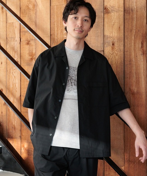 GLOBAL WORK（グローバルワーク）の「エアかるシャツ/5分袖/986850（シャツ/ブラウス・メンズ・チャコール/ネイビー/グリーン/ブラック・LARGE/SMALL/MEDIUM/X-LARGE）」の7枚目の写真