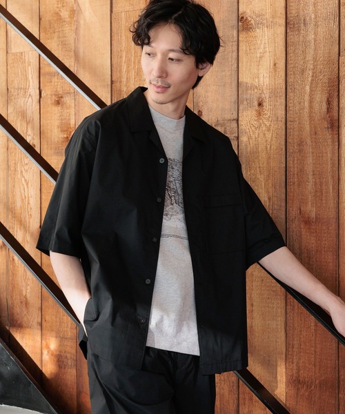 GLOBAL WORK（グローバルワーク）の「エアかるシャツ/5分袖/986850（シャツ/ブラウス・メンズ・チャコール/ネイビー/グリーン/ブラック・LARGE/SMALL/MEDIUM/X-LARGE）」の8枚目の写真