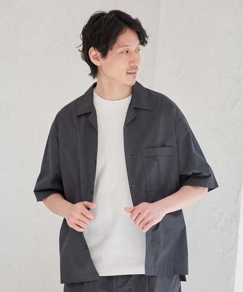 GLOBAL WORK（グローバルワーク）の「エアかるシャツ/5分袖/986850（シャツ/ブラウス・メンズ・チャコール/ネイビー/グリーン/ブラック・LARGE/SMALL/MEDIUM/X-LARGE）」の15枚目の写真