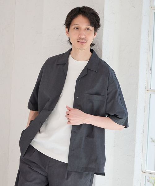 GLOBAL WORK（グローバルワーク）の「エアかるシャツ/5分袖/986850（シャツ/ブラウス・メンズ・チャコール/ネイビー/グリーン/ブラック・LARGE/SMALL/MEDIUM/X-LARGE）」の16枚目の写真