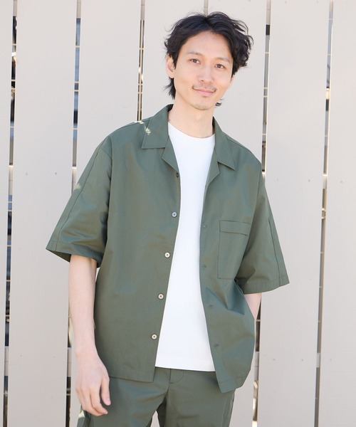 GLOBAL WORK（グローバルワーク）の「エアかるシャツ/5分袖/986850（シャツ/ブラウス・メンズ・チャコール/ネイビー/グリーン/ブラック・LARGE/SMALL/MEDIUM/X-LARGE）」の19枚目の写真