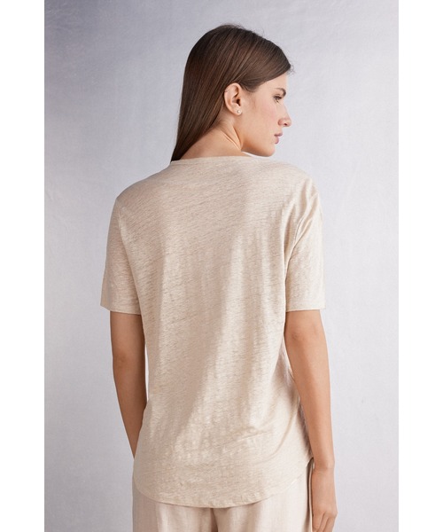 Intimissimi(インティミッシミ)の「リネン ショートスリーブ ニット(Tシャツ/カットソー・レディース・サンドベージュ/インディゴブルー/スカイブルー/ホワイト・M/S/L)」の6枚目の写真