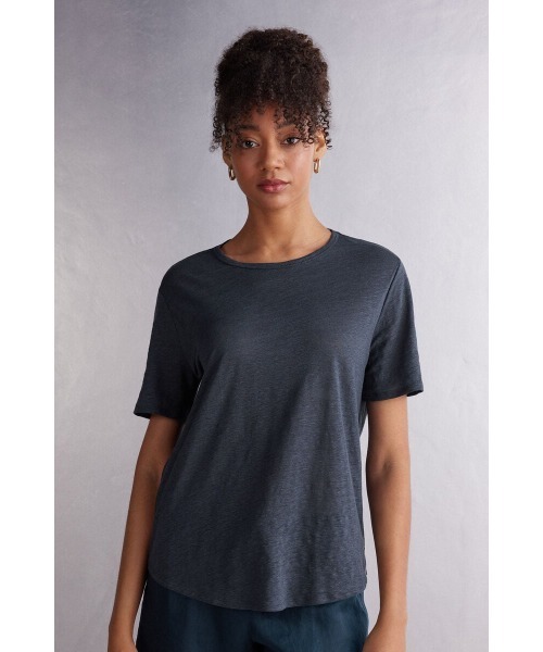 Intimissimi(インティミッシミ)の「リネン ショートスリーブ ニット(Tシャツ/カットソー・レディース・サンドベージュ/インディゴブルー/スカイブルー/ホワイト・M/S/L)」の10枚目の写真
