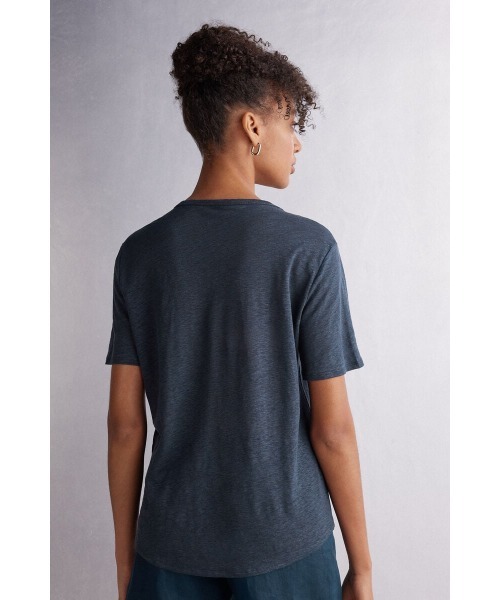 Intimissimi(インティミッシミ)の「リネン ショートスリーブ ニット(Tシャツ/カットソー・レディース・サンドベージュ/インディゴブルー/スカイブルー/ホワイト・M/S/L)」の12枚目の写真