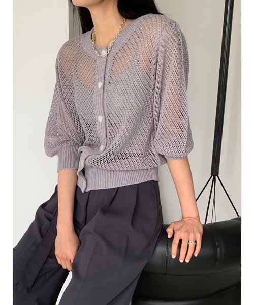 Didot.showroom(ディドット ショールーム)の「【DIDOT.】メッシュニットハーフカーディガン(カーディガン/ボレロ・レディース・ホワイト/ブラック/グレー・FREE)」の3枚目の写真