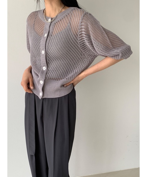 Didot.showroom(ディドット ショールーム)の「【DIDOT.】メッシュニットハーフカーディガン(カーディガン/ボレロ・レディース・ホワイト/ブラック/グレー・FREE)」の4枚目の写真