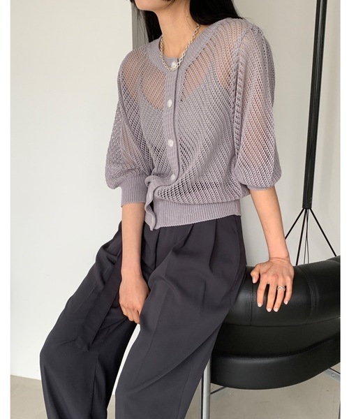 Didot.showroom(ディドット ショールーム)の「【DIDOT.】メッシュニットハーフカーディガン(カーディガン/ボレロ・レディース・ホワイト/ブラック/グレー・FREE)」の5枚目の写真