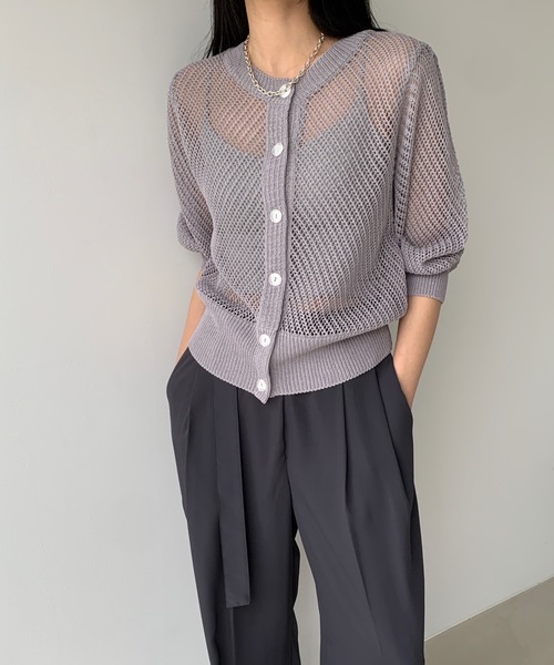 Didot.showroom(ディドット ショールーム)の「【DIDOT.】メッシュニットハーフカーディガン(カーディガン/ボレロ・レディース・ホワイト/ブラック/グレー・FREE)」の6枚目の写真