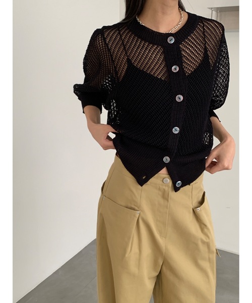 カーディガン 「DIDOT.」メッシュニットハーフカーディガン レディース Didot.showroom カーディガン 「DIDOT.」メッシュニットハーフ