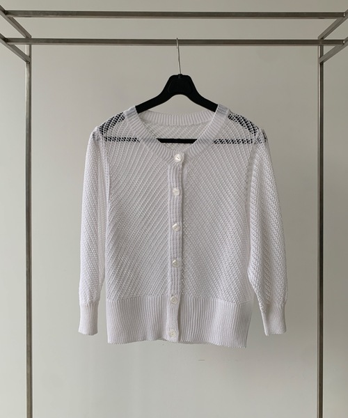セール】【DIDOT.】メッシュニットハーフカーディガン