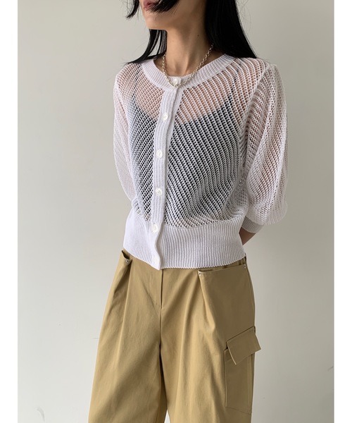 Didot.showroom(ディドット ショールーム)の「【DIDOT.】メッシュニットハーフカーディガン(カーディガン/ボレロ・レディース・ホワイト/ブラック/グレー・FREE)」の9枚目の写真