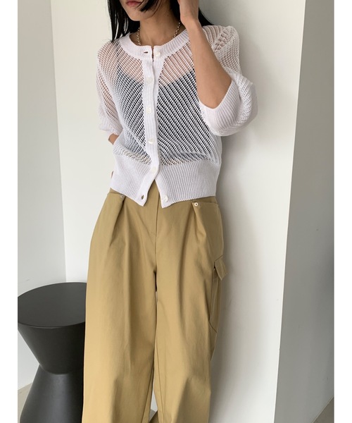 セール】【DIDOT.】メッシュニットハーフカーディガン