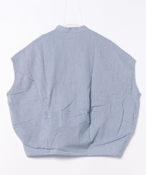 PICCIN（ピッチン）の「【WEB限定】ストライプシアサッカースキッパーブラウス（シャツ/ブラウス・レディース・イエロー系その他/ブルー系その他/グリーン系その他・M）」の4枚目の写真