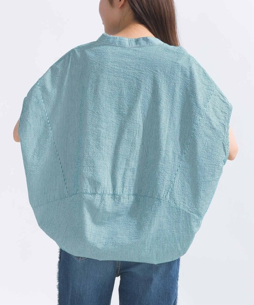 PICCIN（ピッチン）の「【WEB限定】ストライプシアサッカースキッパーブラウス（シャツ/ブラウス・レディース・イエロー系その他/ブルー系その他/グリーン系その他・M）」の7枚目の写真