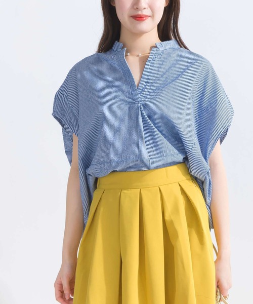 PICCIN（ピッチン）の「【WEB限定】ストライプシアサッカースキッパーブラウス（シャツ/ブラウス・レディース・イエロー系その他/ブルー系その他/グリーン系その他・M）」の12枚目の写真