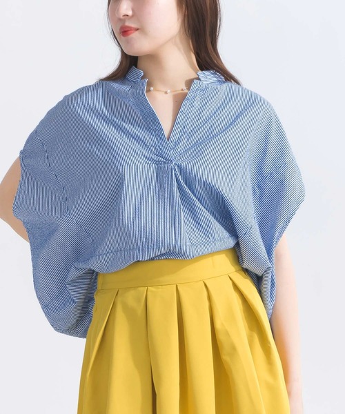 PICCIN（ピッチン）の「【WEB限定】ストライプシアサッカースキッパーブラウス（シャツ/ブラウス・レディース・イエロー系その他/ブルー系その他/グリーン系その他・M）」の15枚目の写真