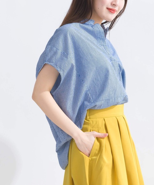 PICCIN（ピッチン）の「【WEB限定】ストライプシアサッカースキッパーブラウス（シャツ/ブラウス・レディース・イエロー系その他/ブルー系その他/グリーン系その他・M）」の13枚目の写真