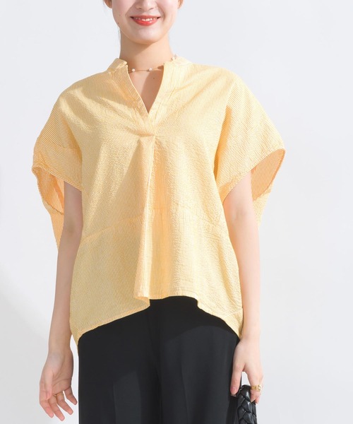 PICCIN（ピッチン）の「【WEB限定】ストライプシアサッカースキッパーブラウス（シャツ/ブラウス・レディース・イエロー系その他/ブルー系その他/グリーン系その他・M）」の19枚目の写真