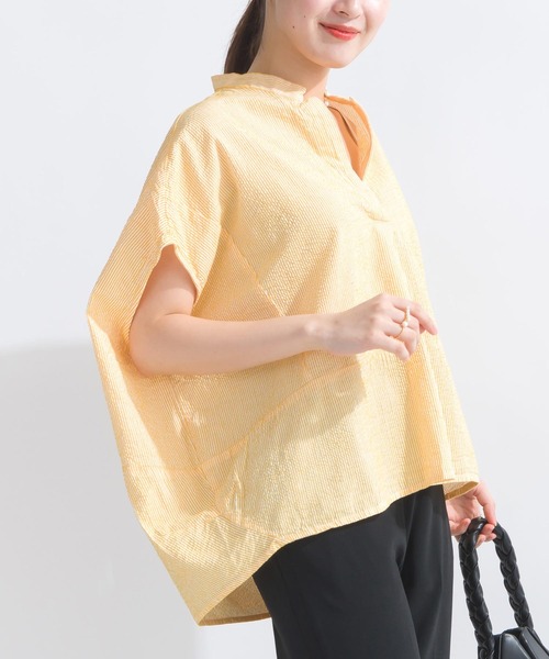 PICCIN（ピッチン）の「【WEB限定】ストライプシアサッカースキッパーブラウス（シャツ/ブラウス・レディース・イエロー系その他/ブルー系その他/グリーン系その他・M）」の22枚目の写真