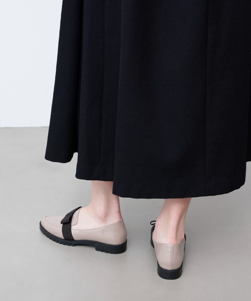 レイン対応】リボンレインフラットローファー(R9021)（レインシューズ