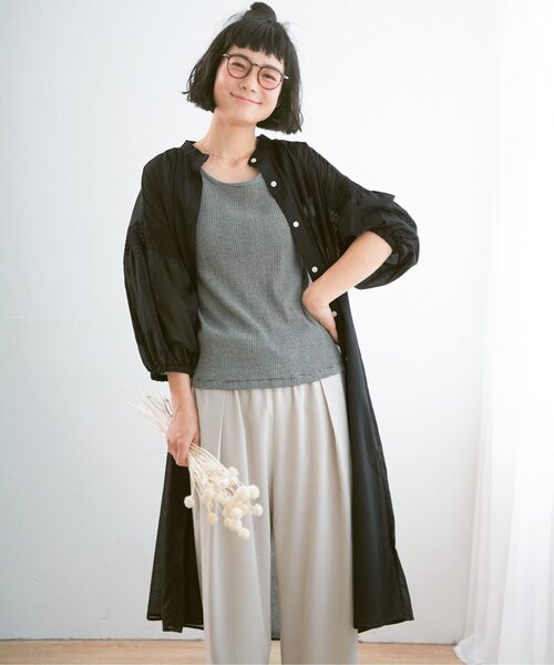 LBC(エルビーシー)の「【着やせ効果抜群】コットンUSAランダムテレコタンクトップ(タンクトップ・レディース・杢グレー/ブルー/ブラック/グレー/チャコール・L/M)」の13枚目の写真