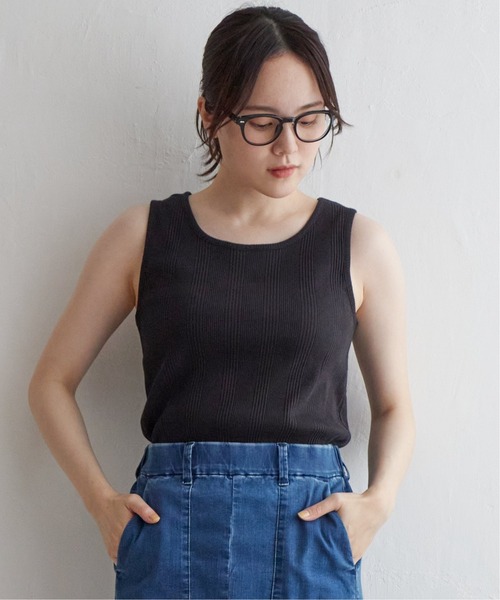 LBC(エルビーシー)の「【着やせ効果抜群】コットンUSAランダムテレコタンクトップ(タンクトップ・レディース・杢グレー/ブルー/ブラック/グレー/チャコール・L/M)」の2枚目の写真