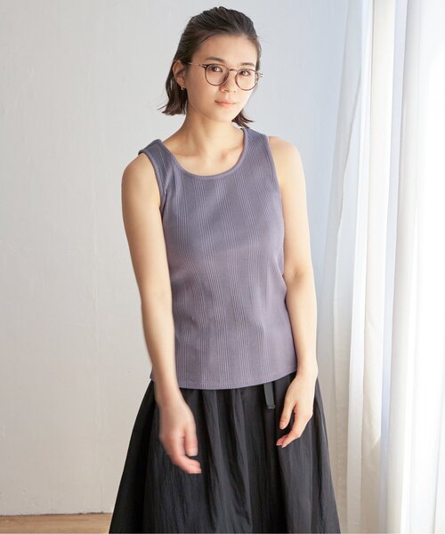 LBC(エルビーシー)の「【着やせ効果抜群】コットンUSAランダムテレコタンクトップ(タンクトップ・レディース・杢グレー/ブルー/ブラック/グレー/チャコール・L/M)」の7枚目の写真