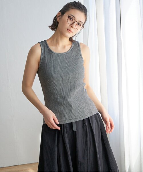 LBC(エルビーシー)の「【着やせ効果抜群】コットンUSAランダムテレコタンクトップ(タンクトップ・レディース・杢グレー/ブルー/ブラック/グレー/チャコール・L/M)」の10枚目の写真