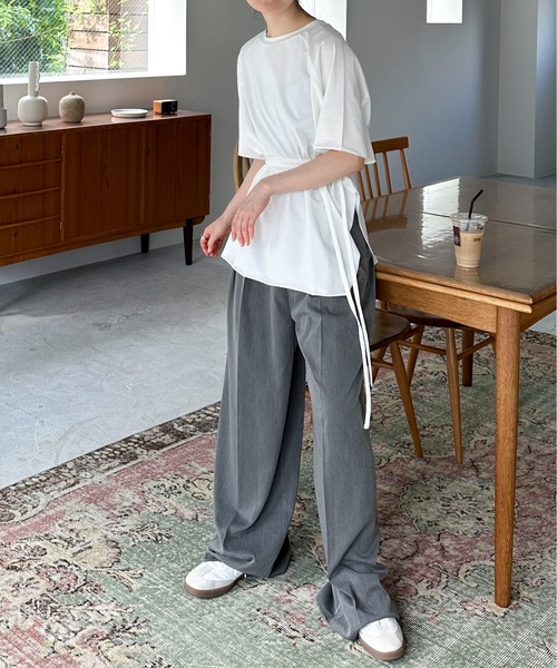 feepur（フェピュール）の「アシンメトリーウエストロープラグランTee（Tシャツ/カットソー・レディース・ピンク/ブラック/オフホワイト/杢グレー・MEDIUM）」の14枚目の写真