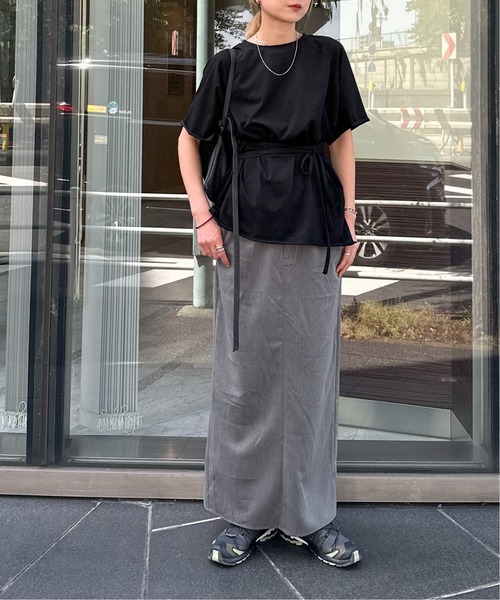 feepur（フェピュール）の「アシンメトリーウエストロープラグランTee（Tシャツ/カットソー・レディース・ピンク/ブラック/オフホワイト/杢グレー・MEDIUM）」の6枚目の写真