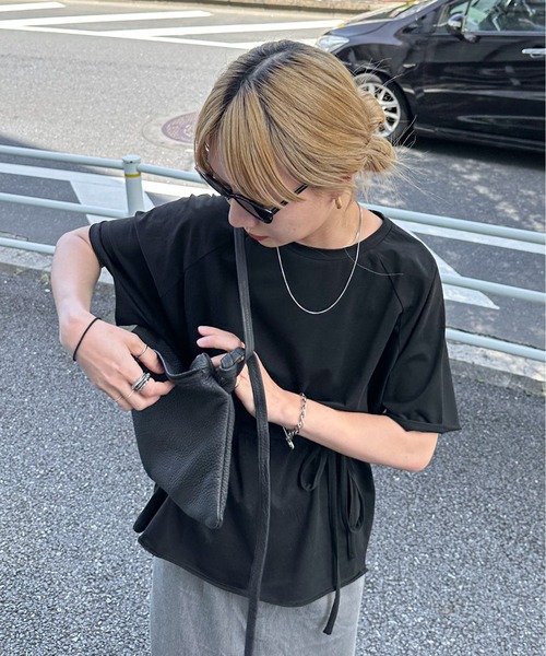 feepur（フェピュール）の「アシンメトリーウエストロープラグランTee（Tシャツ/カットソー・レディース・ピンク/ブラック/オフホワイト/杢グレー・MEDIUM）」の10枚目の写真