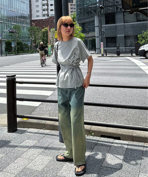 feepur（フェピュール）の「アシンメトリーウエストロープラグランTee（Tシャツ/カットソー・レディース・ピンク/ブラック/オフホワイト/杢グレー・MEDIUM）」の21枚目の写真