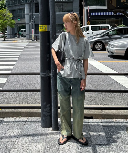 feepur（フェピュール）の「アシンメトリーウエストロープラグランTee（Tシャツ/カットソー・レディース・ピンク/ブラック/オフホワイト/杢グレー・MEDIUM）」の22枚目の写真