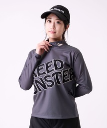 GREED MONSTER（グリードモンスター）の「【GREED MONSTER:グリードモンスター】RACE PATCH Long Sleeve Mock Neck(Lady's)/レースロゴデザインモックネックロングカットソー（ゴルフグッズ）」