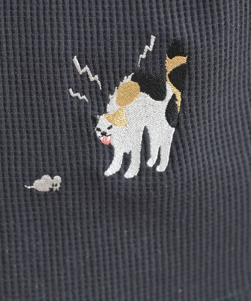 rps(アールピーエス)の「ポケットキャットワッフル切替T(Tシャツ/カットソー・レディース・チャコールグレー/ホワイト系その他2/オフホワイト/サックスブルー/ブルー・フリー)」の21枚目の写真