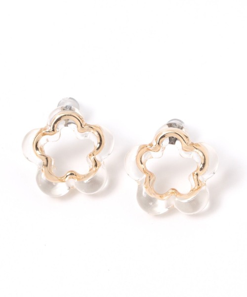 niko and...(ニコアンド)の「フラワークリアメタルコンビピアス(ピアス(両耳用)・レディース・イエロー/グレー・0)」の2枚目の写真