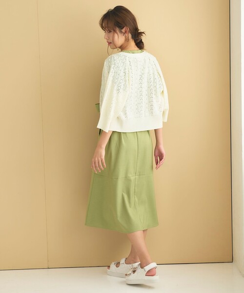Feroux(フェルゥ)の「透かし編み カーディガン(カーディガン/ボレロ・レディース・グリーン系/ホワイト系/ブラック系・F)」の10枚目の写真