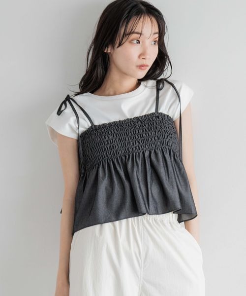 LOWRYS FARM（ローリーズファーム）の「デニムシャーリングキャミ　131969（キャミソール・レディース・ブラック/ブルー・FREE）」の9枚目の写真